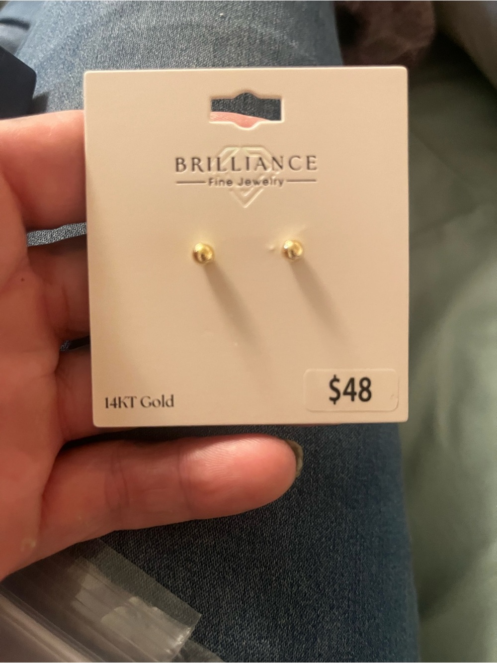 Brilliance 14KT Gold Ball Stud Earrings - Gold